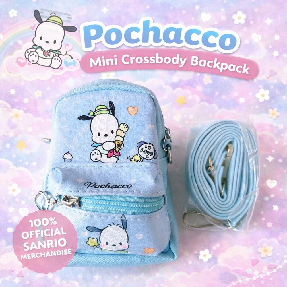 Sanrio Light Blue Pochacco Mini Crossbody Backpack NEW